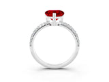 White gold Heart Cut Cut Pave Diamond Engagement Ring with Channel Set Band and Four-Prong Setting_3
