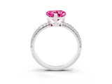 White gold Heart Cut Cut Pave Diamond Engagement Ring with Channel Set Band and Four-Prong Setting_3