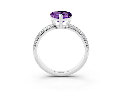 White gold Heart Cut Cut Pave Diamond Engagement Ring with Channel Set Band and Four-Prong Setting_3