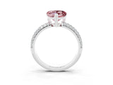 White gold Heart Cut Cut Pave Diamond Engagement Ring with Channel Set Band and Four-Prong Setting_3