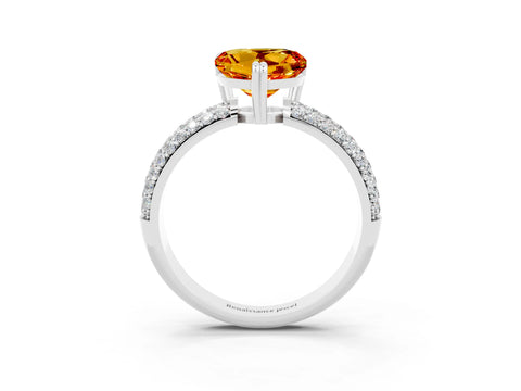 White gold Heart Cut Cut Pave Diamond Engagement Ring with Channel Set Band and Four-Prong Setting_3