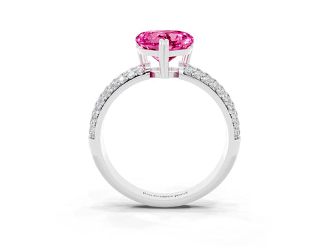 White gold Heart Cut Cut Pave Diamond Engagement Ring with Channel Set Band and Four-Prong Setting_3