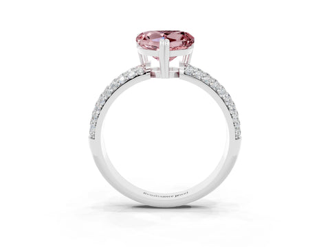 White gold Heart Cut Cut Pave Diamond Engagement Ring with Channel Set Band and Four-Prong Setting_3