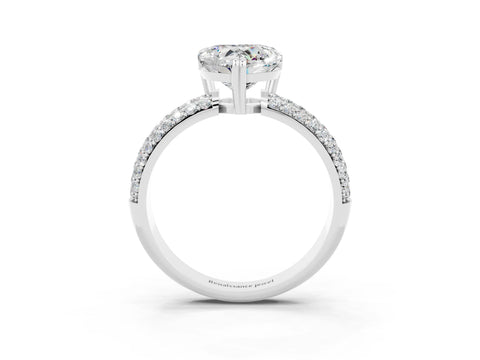 White gold Heart Cut Cut Pave Diamond Engagement Ring with Channel Set Band and Four-Prong Setting_3