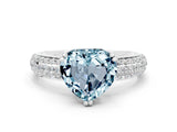 White gold Heart Cut Cut Pave Diamond Engagement Ring with Channel Set Band and Four-Prong Setting