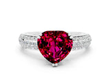 White gold Heart Cut Cut Pave Diamond Engagement Ring with Channel Set Band and Four-Prong Setting