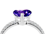 White gold Heart Cut Cut Pave Diamond Engagement Ring with Channel Set Band and Four-Prong Setting_4