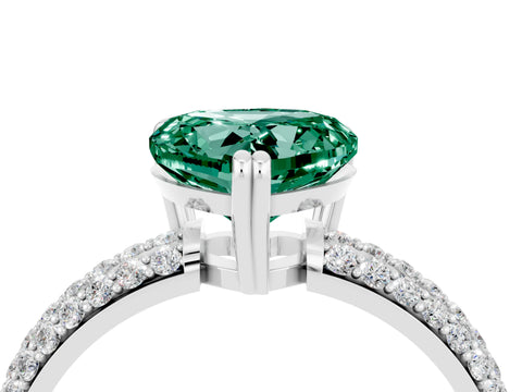 White gold Heart Cut Cut Pave Diamond Engagement Ring with Channel Set Band and Four-Prong Setting_4