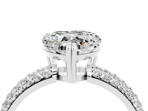 White gold Heart Cut Cut Pave Diamond Engagement Ring with Channel Set Band and Four-Prong Setting_4