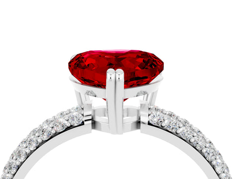 White gold Heart Cut Cut Pave Diamond Engagement Ring with Channel Set Band and Four-Prong Setting_4