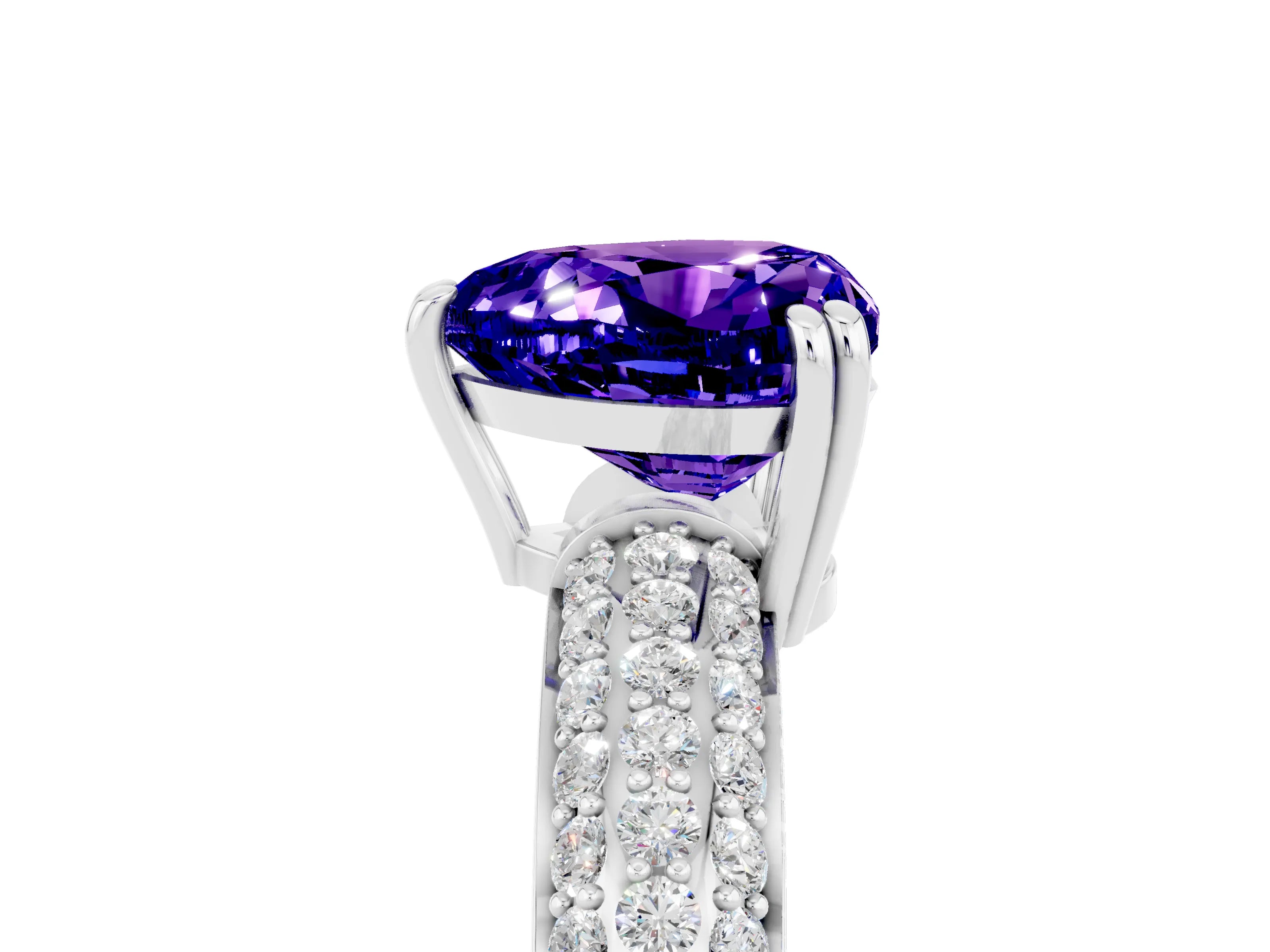 White gold Heart Cut Cut Pave Diamond Engagement Ring with Channel Set Band and Four-Prong Setting_5