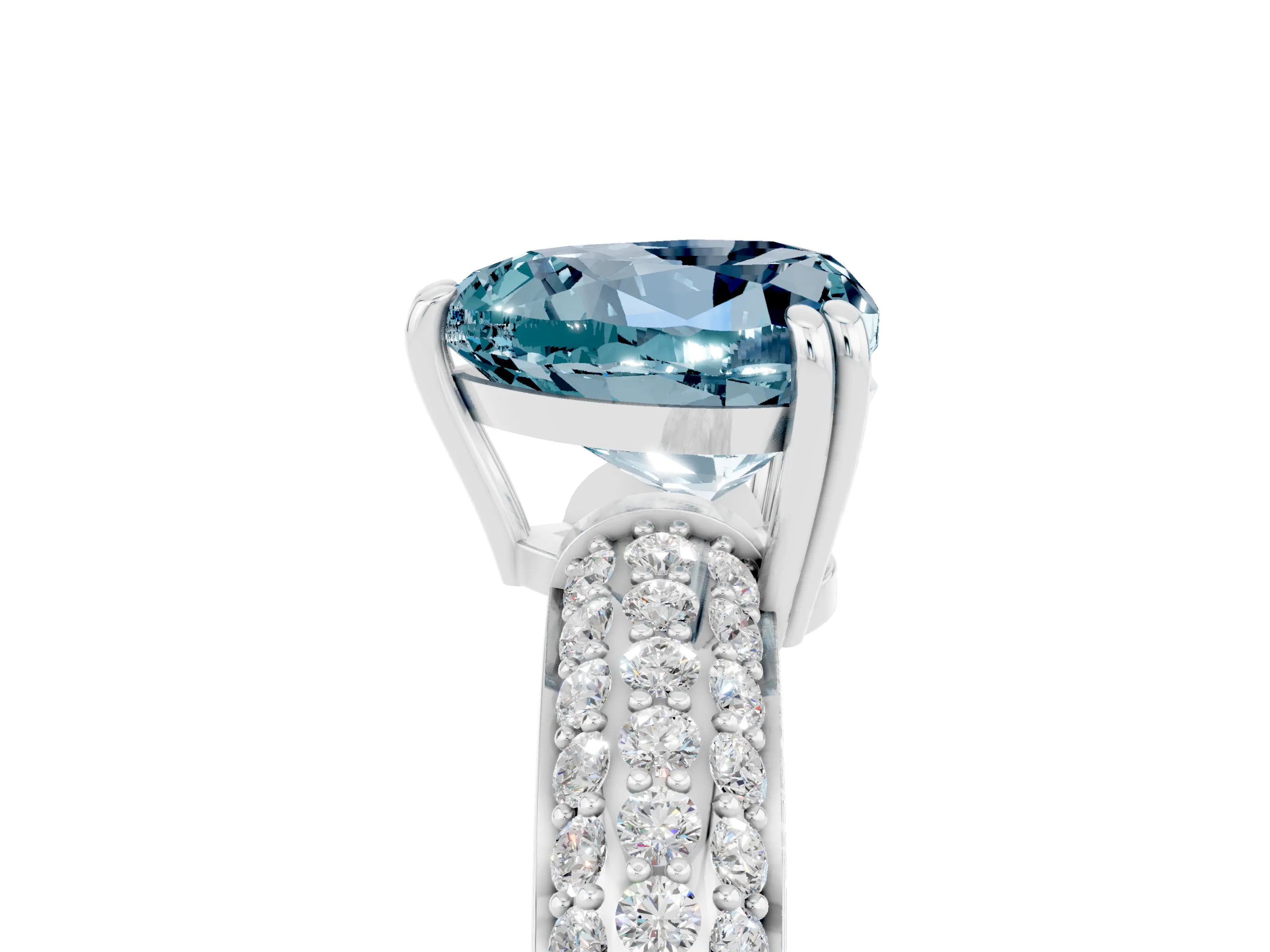 White gold Heart Cut Cut Pave Diamond Engagement Ring with Channel Set Band and Four-Prong Setting_5