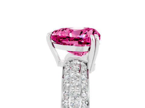 White gold Heart Cut Cut Pave Diamond Engagement Ring with Channel Set Band and Four-Prong Setting_5