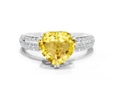 White gold Heart Cut Cut Pave Diamond Engagement Ring with Channel Set Band and Four-Prong Setting