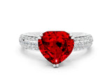 White gold Heart Cut Cut Pave Diamond Engagement Ring with Channel Set Band and Four-Prong Setting