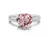 White gold Heart Cut Cut Pave Diamond Engagement Ring with Channel Set Band and Four-Prong Setting