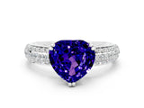 White gold Heart Cut Cut Pave Diamond Engagement Ring with Channel Set Band and Four-Prong Setting