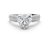 White gold Heart Cut Cut Pave Split Shank Engagement Ring with Four-Prong Setting_181