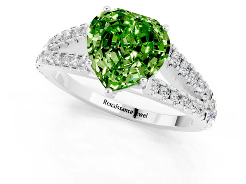 White gold Heart Cut Cut Split Shank Pave Diamond Engagement Ring with Four-Prong Setting_1