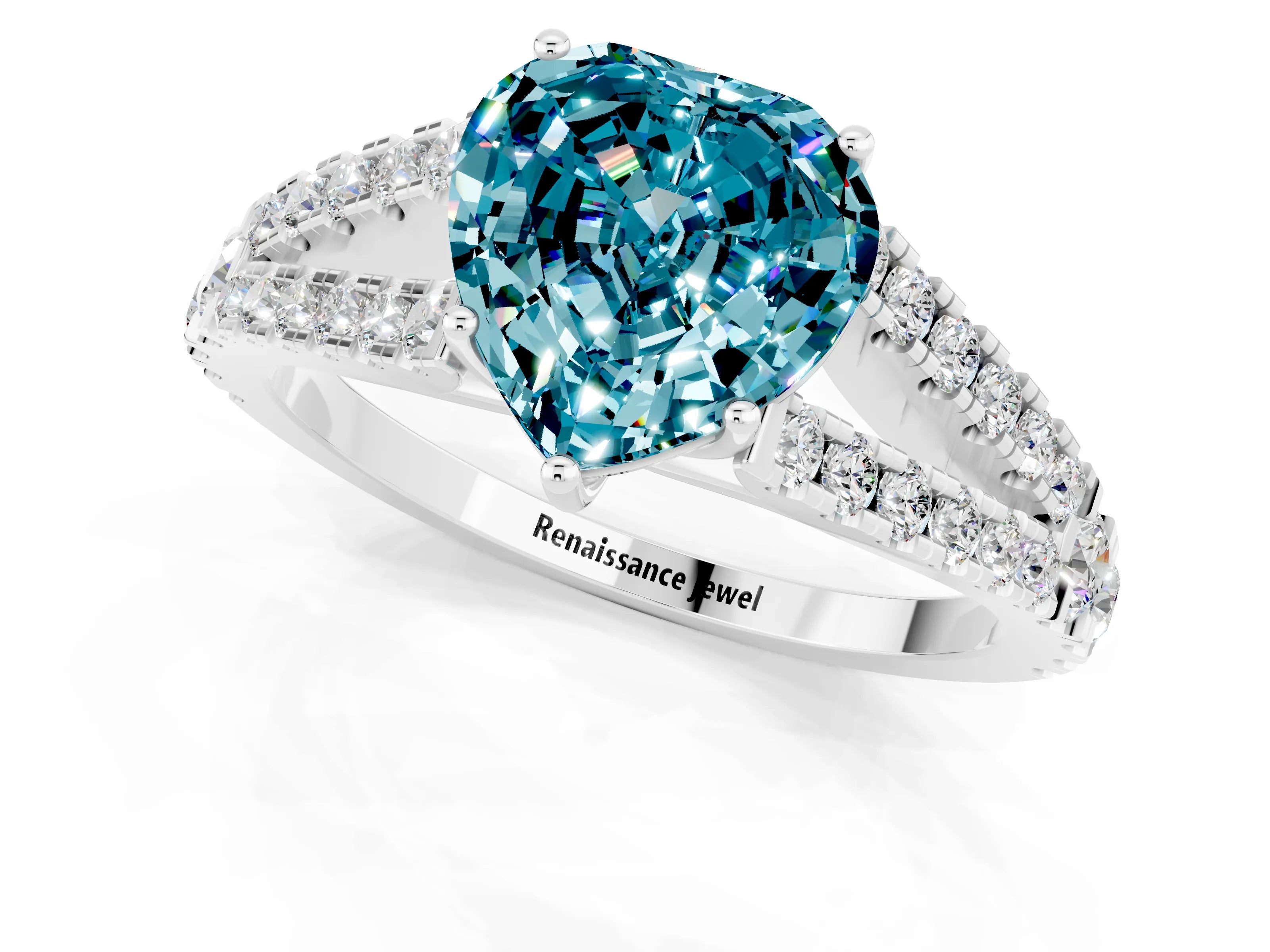 White gold Heart Cut Cut Split Shank Pave Diamond Engagement Ring with Four-Prong Setting_1
