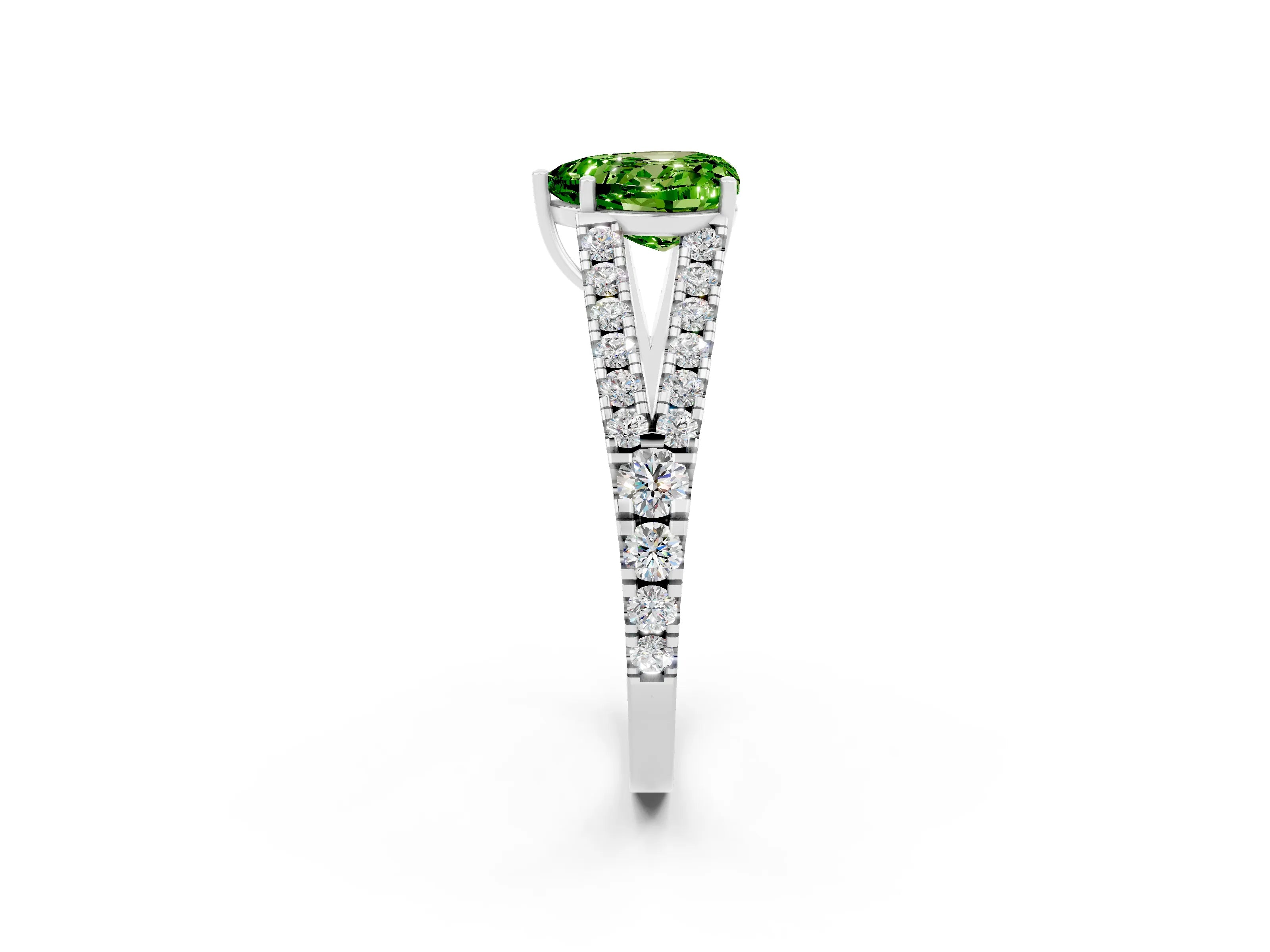 White gold Heart Cut Cut Split Shank Pave Diamond Engagement Ring with Four-Prong Setting_2