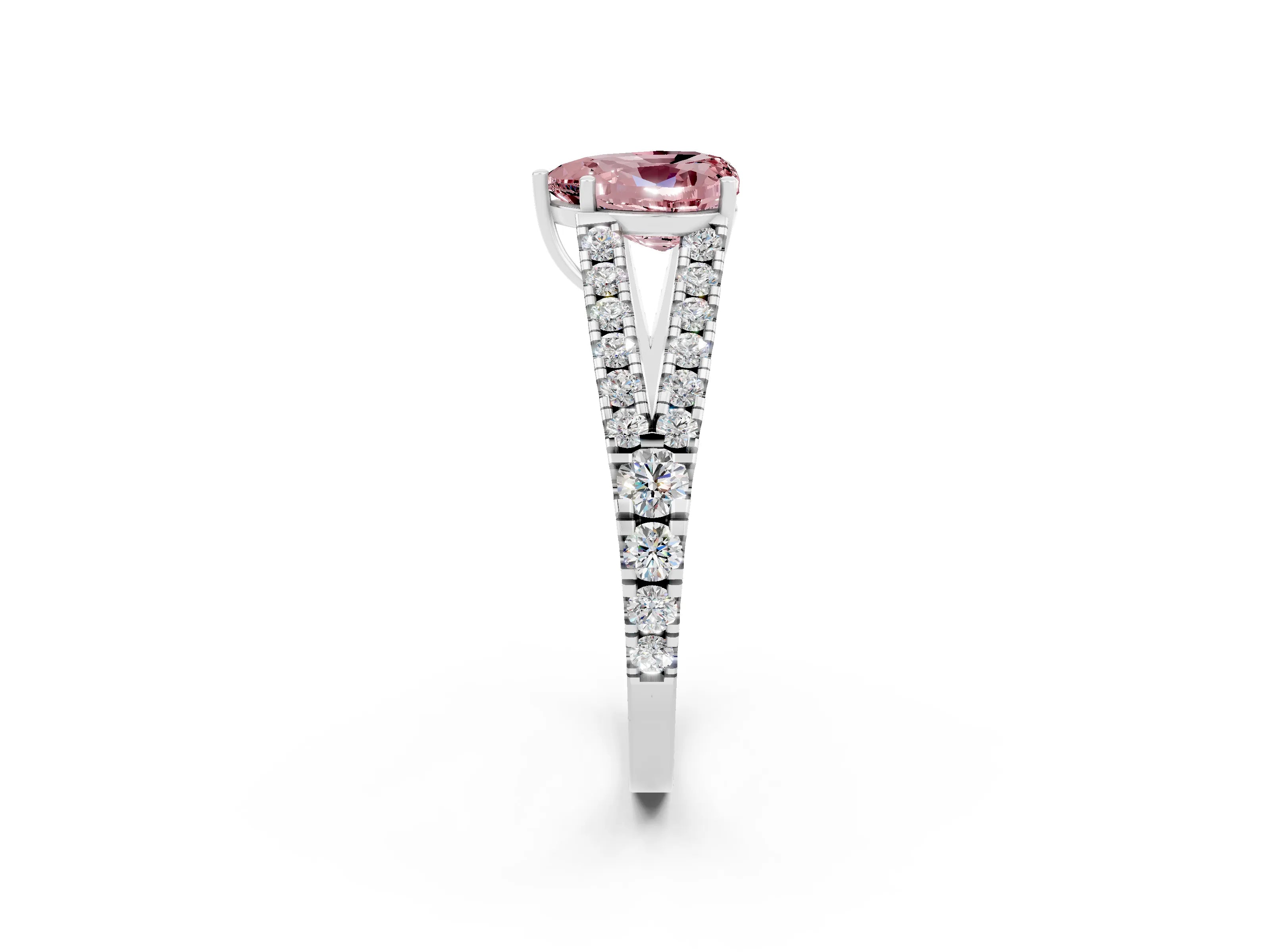 White gold Heart Cut Cut Split Shank Pave Diamond Engagement Ring with Four-Prong Setting_2
