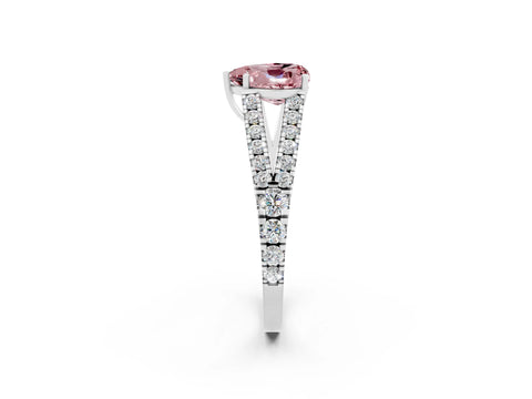 White gold Heart Cut Cut Split Shank Pave Diamond Engagement Ring with Four-Prong Setting_2