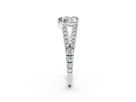 White gold Heart Cut Cut Split Shank Pave Diamond Engagement Ring with Four-Prong Setting_2