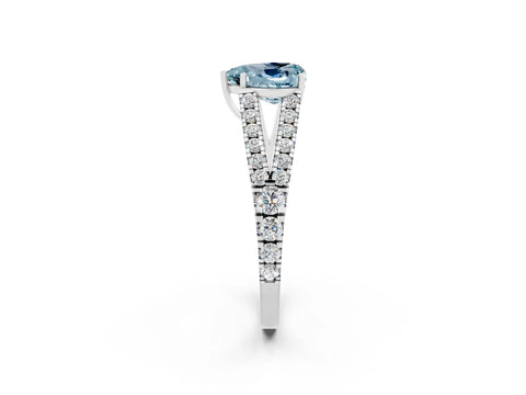 White gold Heart Cut Cut Split Shank Pave Diamond Engagement Ring with Four-Prong Setting_2