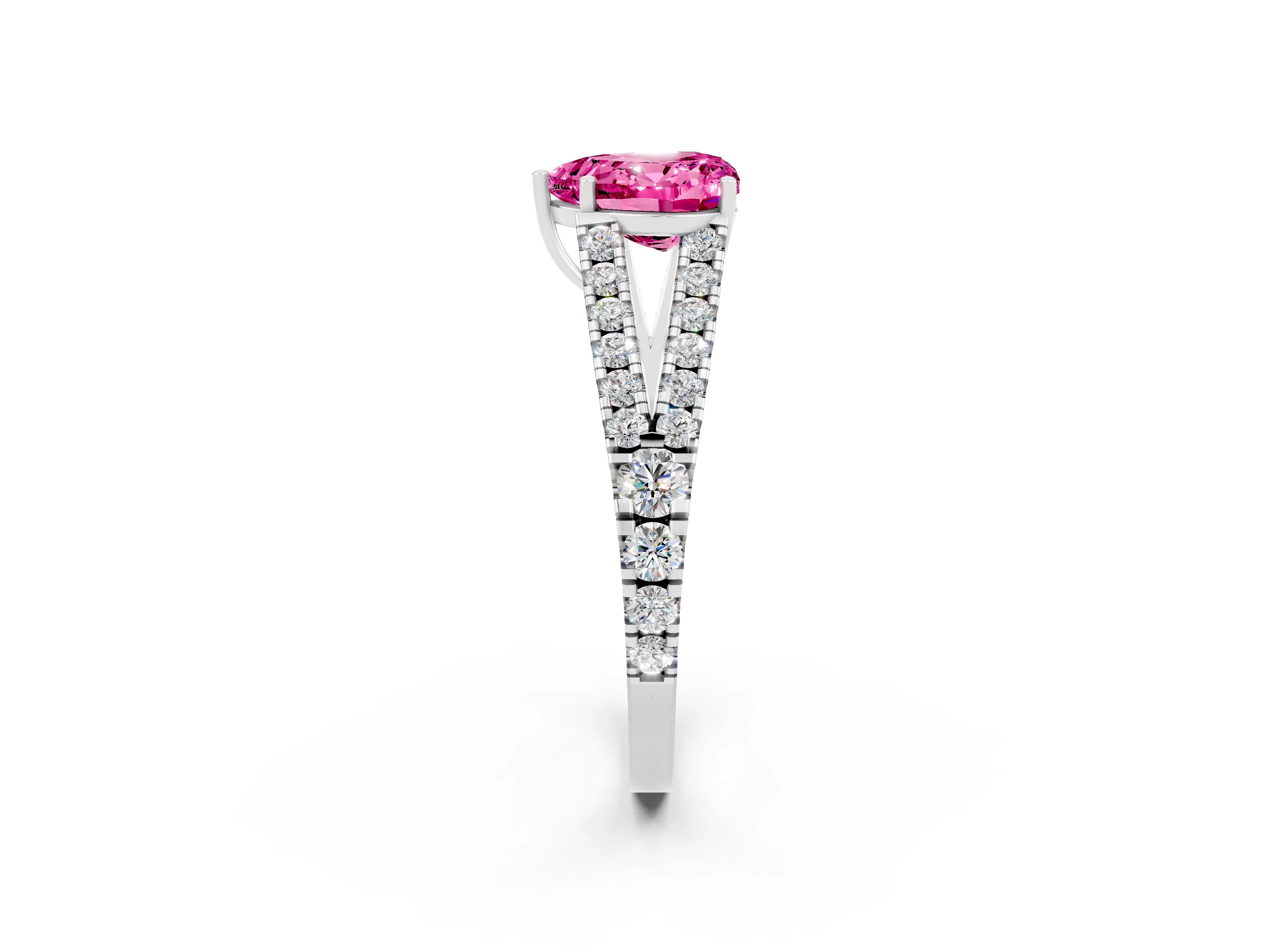 White gold Heart Cut Cut Split Shank Pave Diamond Engagement Ring with Four-Prong Setting_2