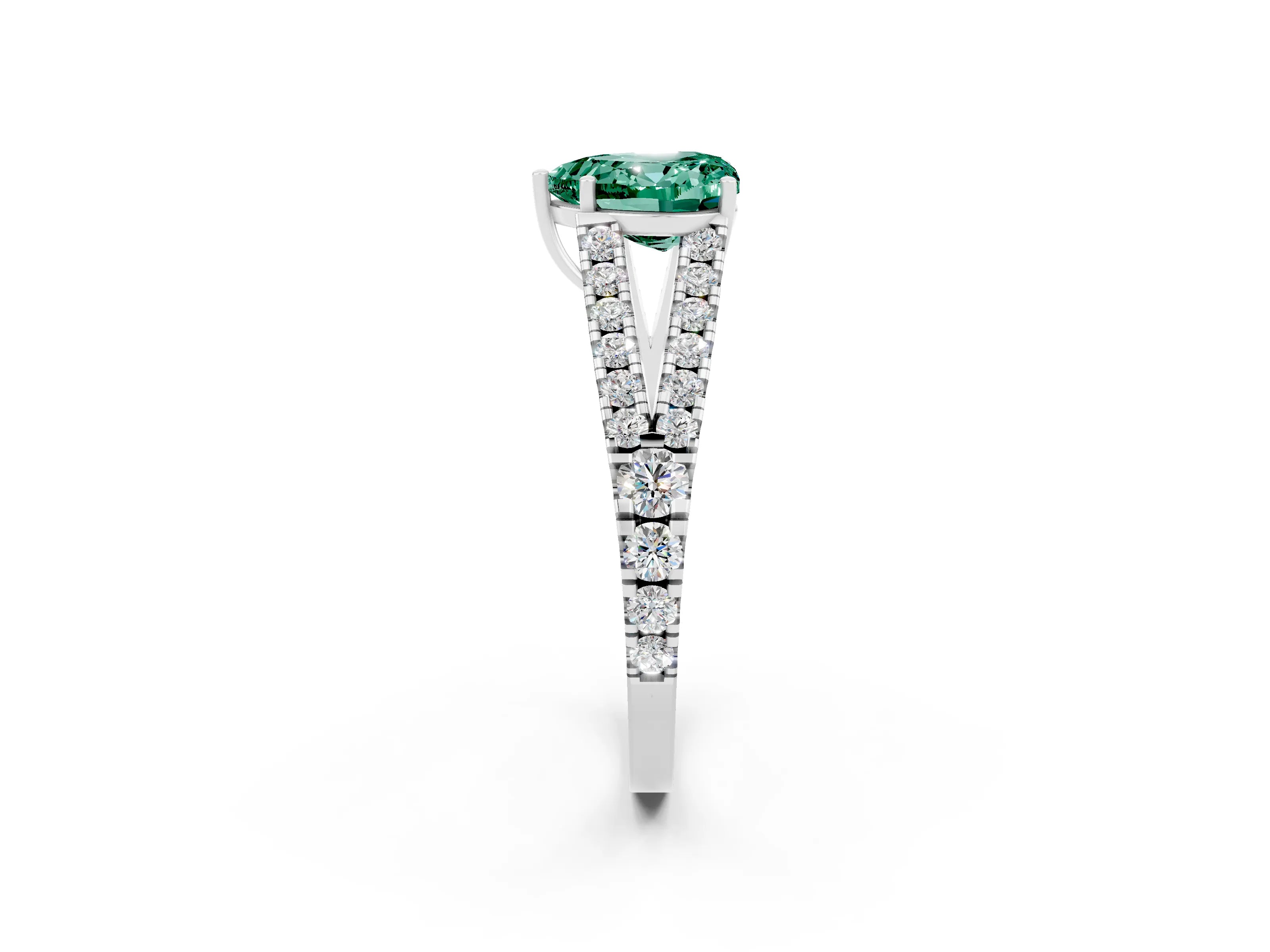 White gold Heart Cut Cut Split Shank Pave Diamond Engagement Ring with Four-Prong Setting_2