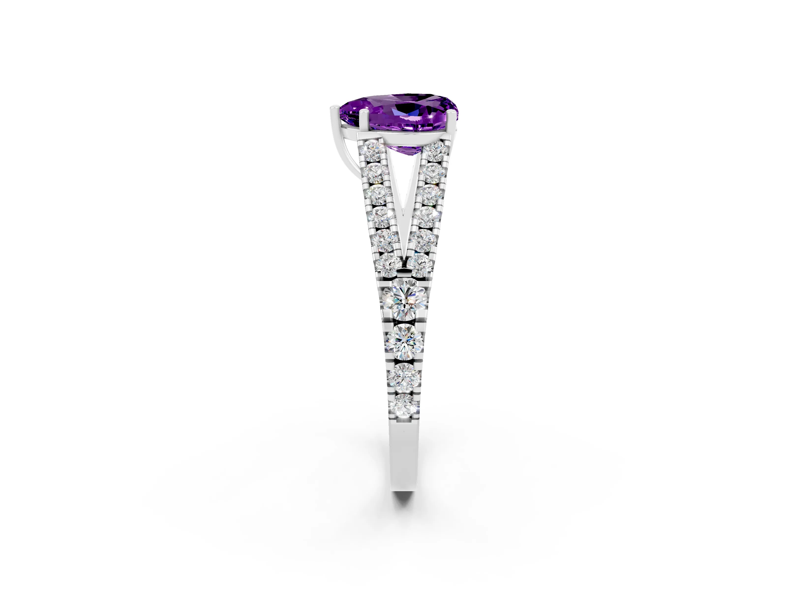 White gold Heart Cut Cut Split Shank Pave Diamond Engagement Ring with Four-Prong Setting_2