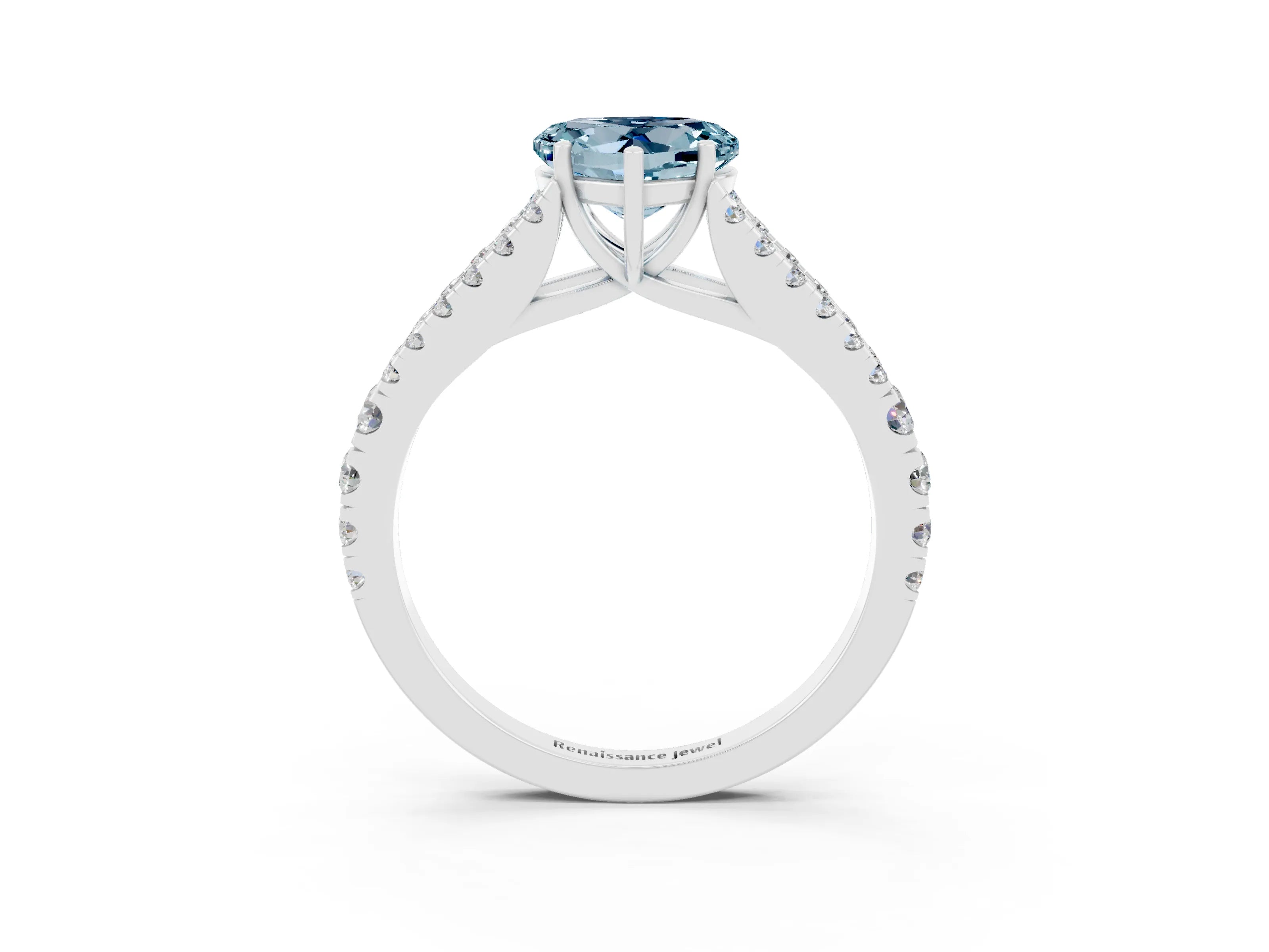 White gold Heart Cut Cut Split Shank Pave Diamond Engagement Ring with Four-Prong Setting_3