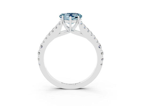 Platinum Heart Cut Cut Split Shank Pave Diamond Engagement Ring with Four-Prong Setting