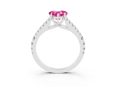 White gold Heart Cut Cut Split Shank Pave Diamond Engagement Ring with Four-Prong Setting_3