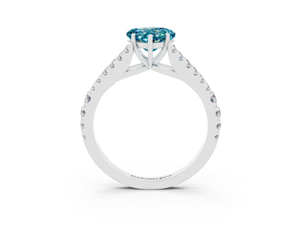Platinum Heart Cut Cut Split Shank Pave Diamond Engagement Ring with Four-Prong Setting