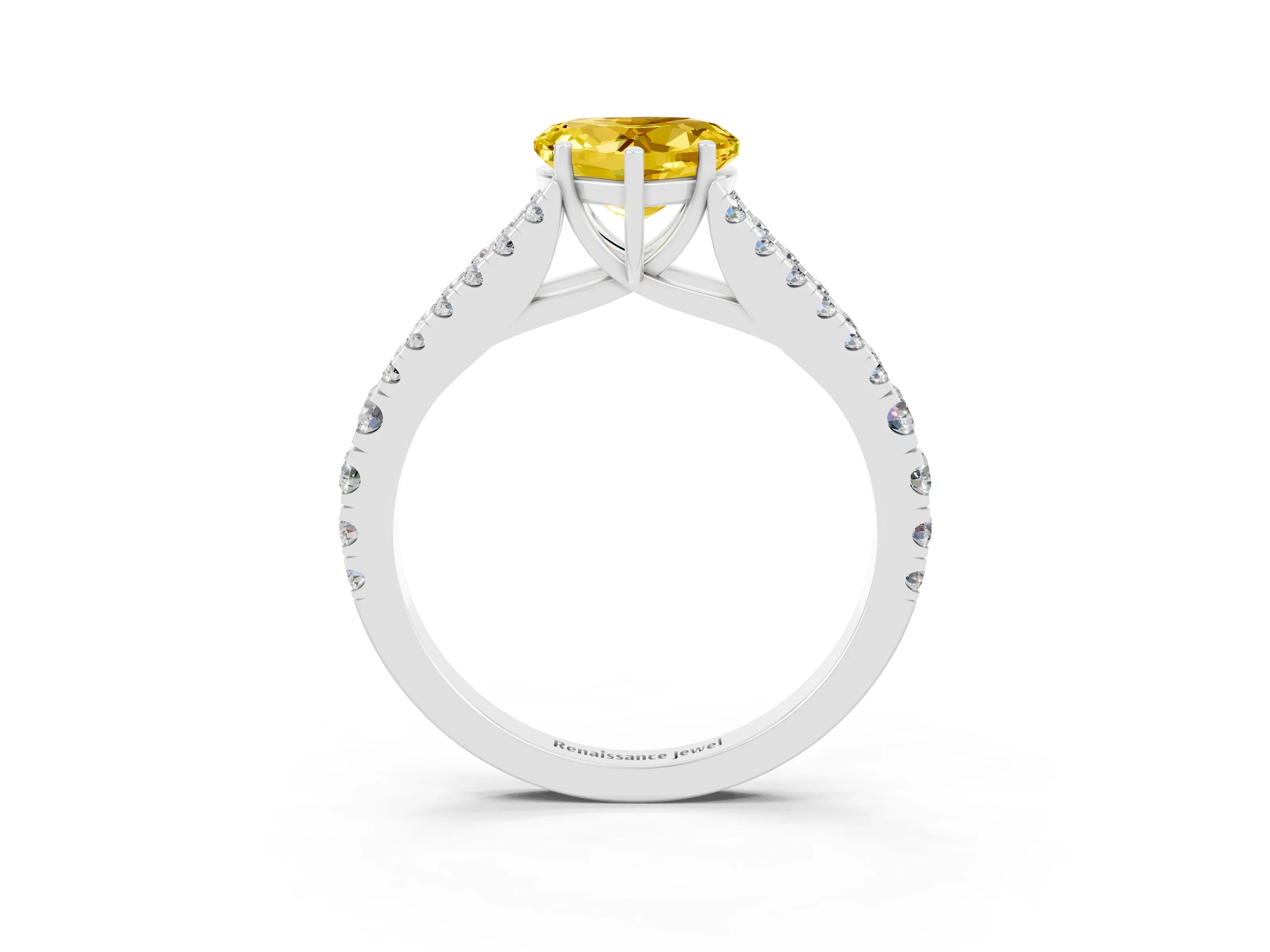 White gold Heart Cut Cut Split Shank Pave Diamond Engagement Ring with Four-Prong Setting_3