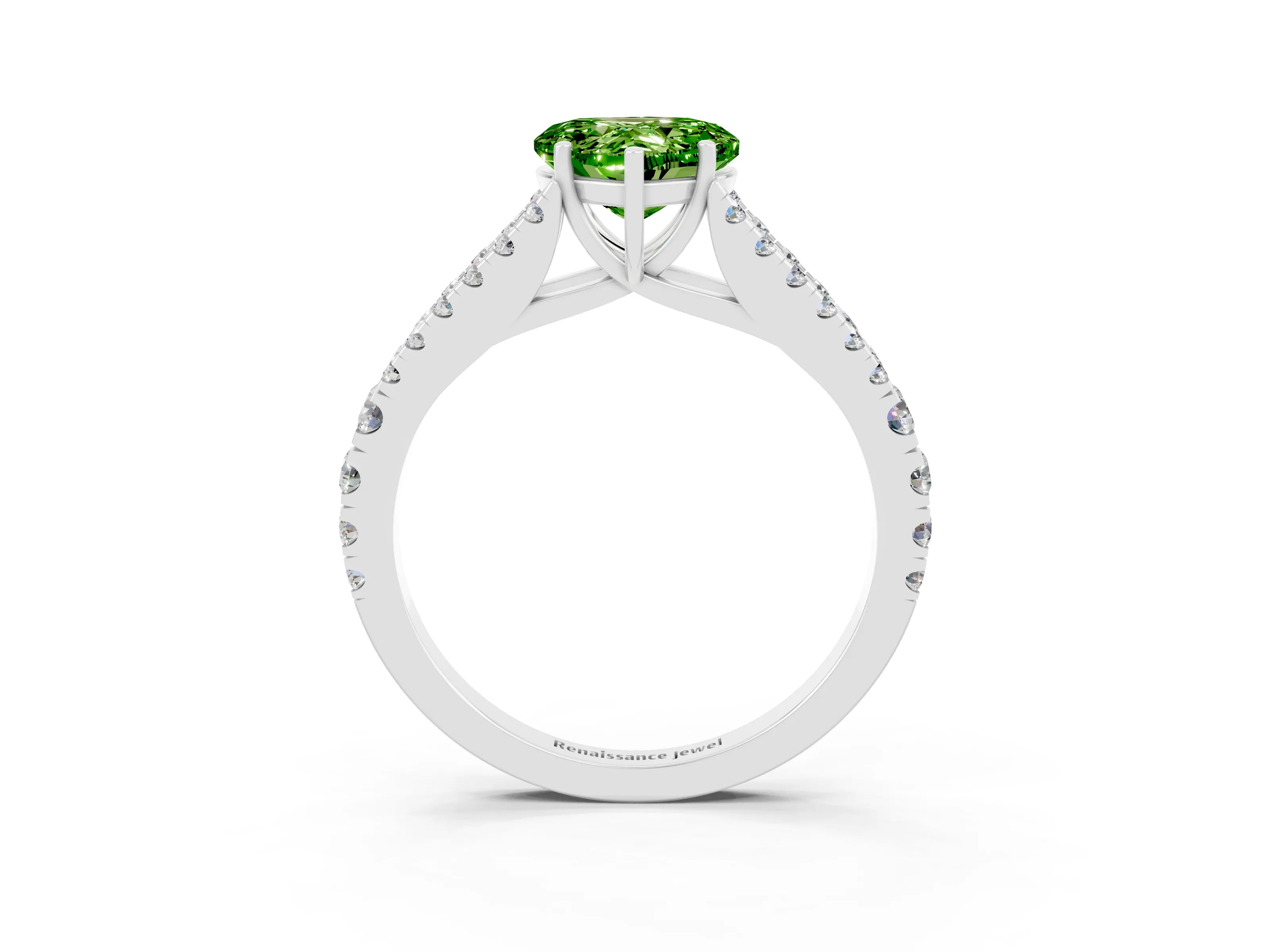 White gold Heart Cut Cut Split Shank Pave Diamond Engagement Ring with Four-Prong Setting_3