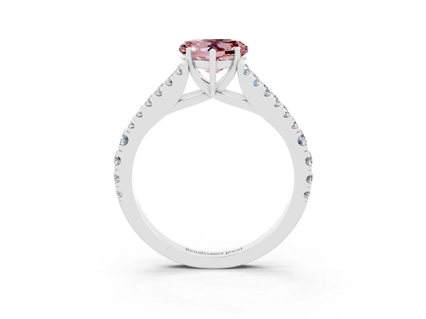Platinum Heart Cut Cut Split Shank Pave Diamond Engagement Ring with Four-Prong Setting