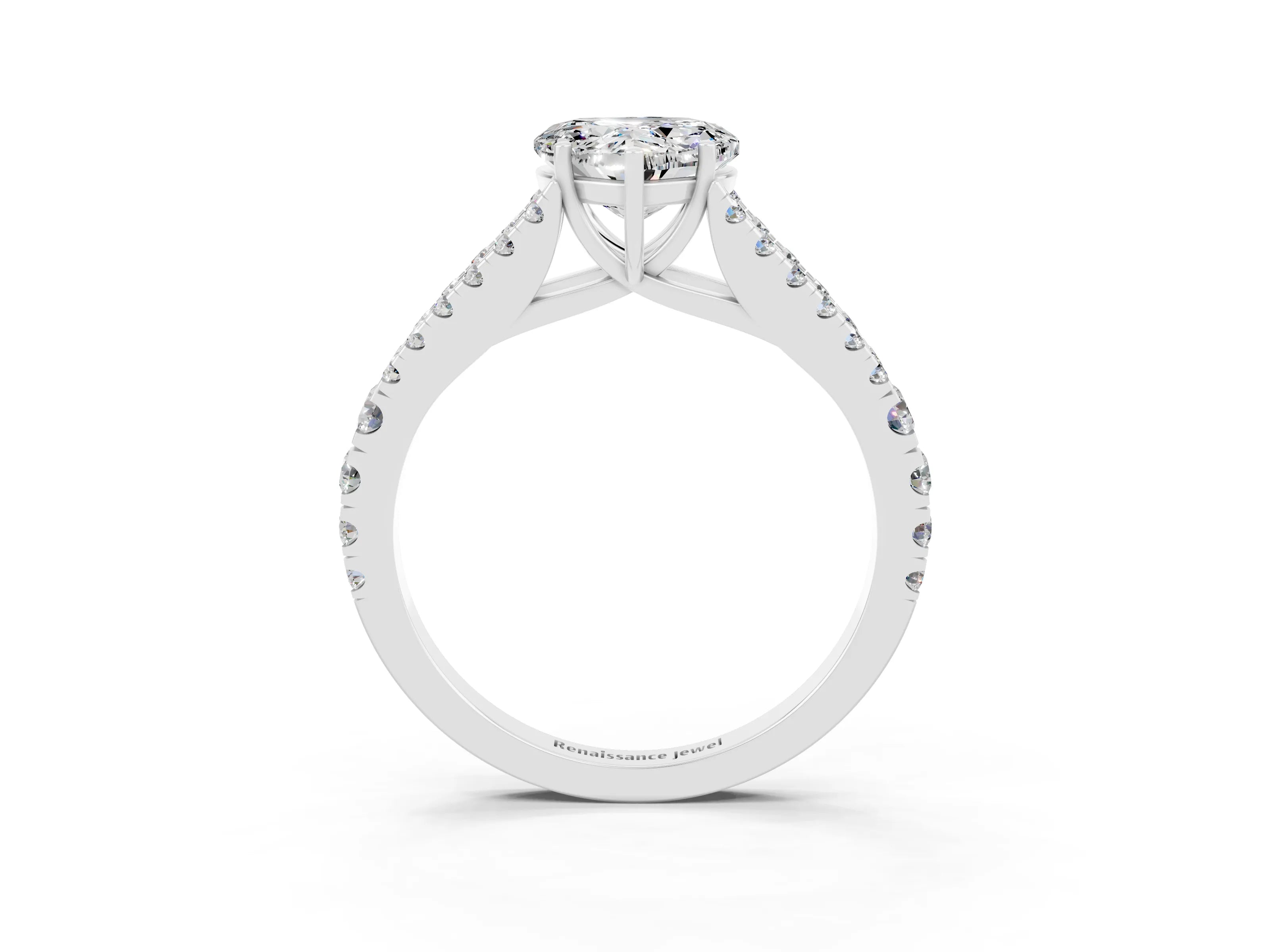 White gold Heart Cut Cut Split Shank Pave Diamond Engagement Ring with Four-Prong Setting_3