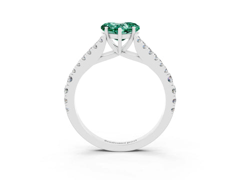 White gold Heart Cut Cut Split Shank Pave Diamond Engagement Ring with Four-Prong Setting_3