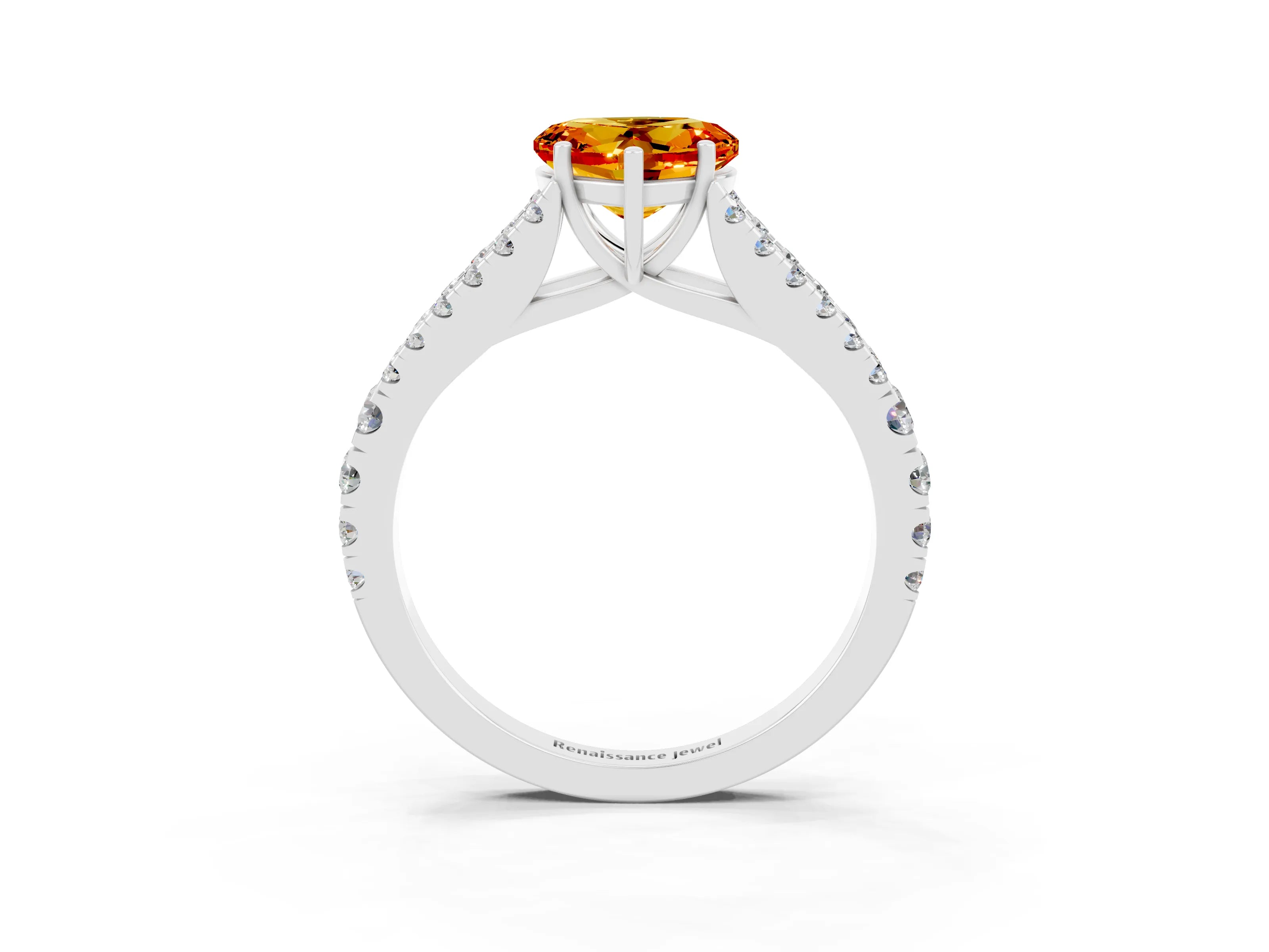 White gold Heart Cut Cut Split Shank Pave Diamond Engagement Ring with Four-Prong Setting_3