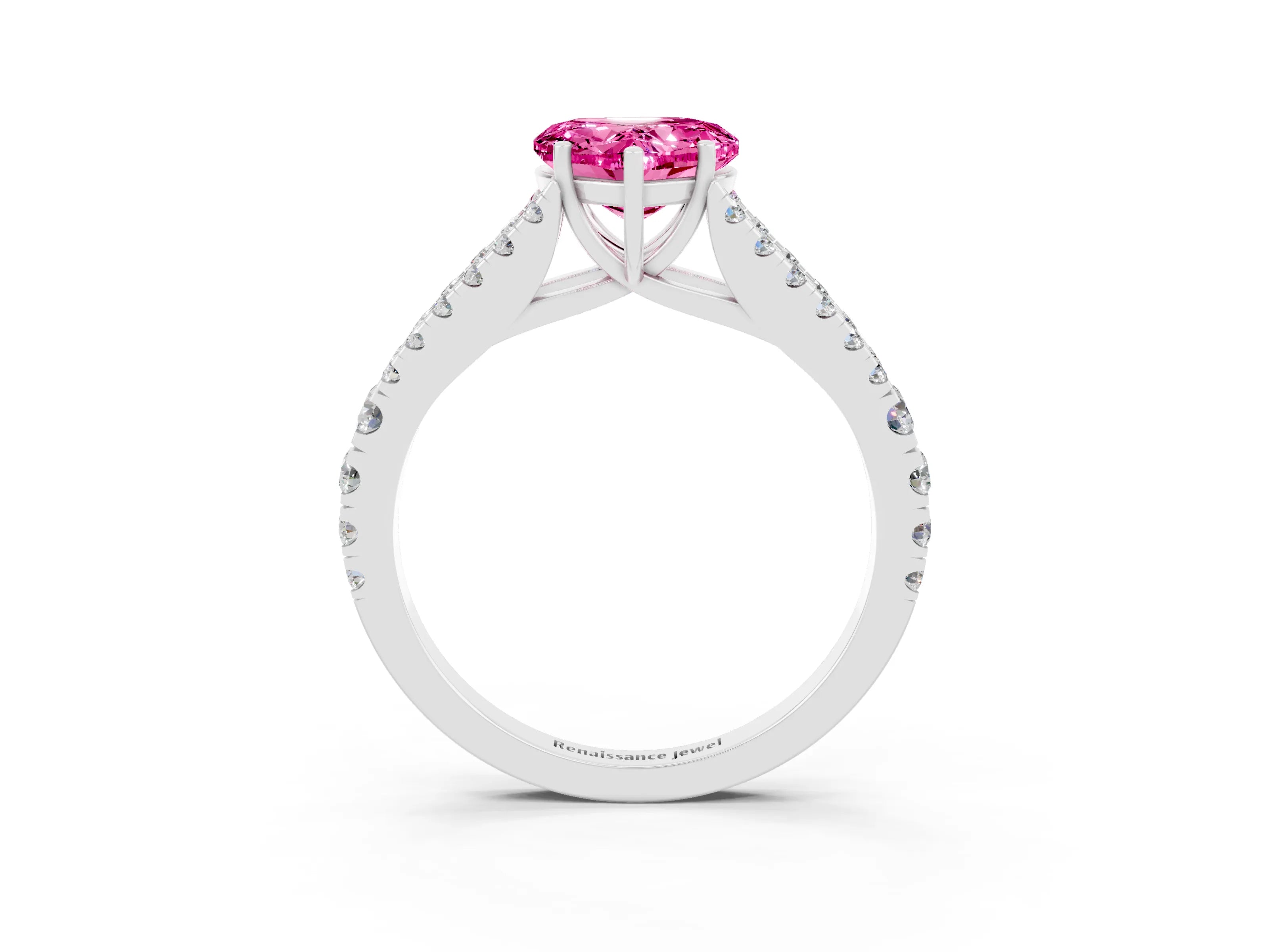 White gold Heart Cut Cut Split Shank Pave Diamond Engagement Ring with Four-Prong Setting_3