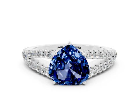 White gold Heart Cut Cut Split Shank Pave Diamond Engagement Ring with Four-Prong Setting