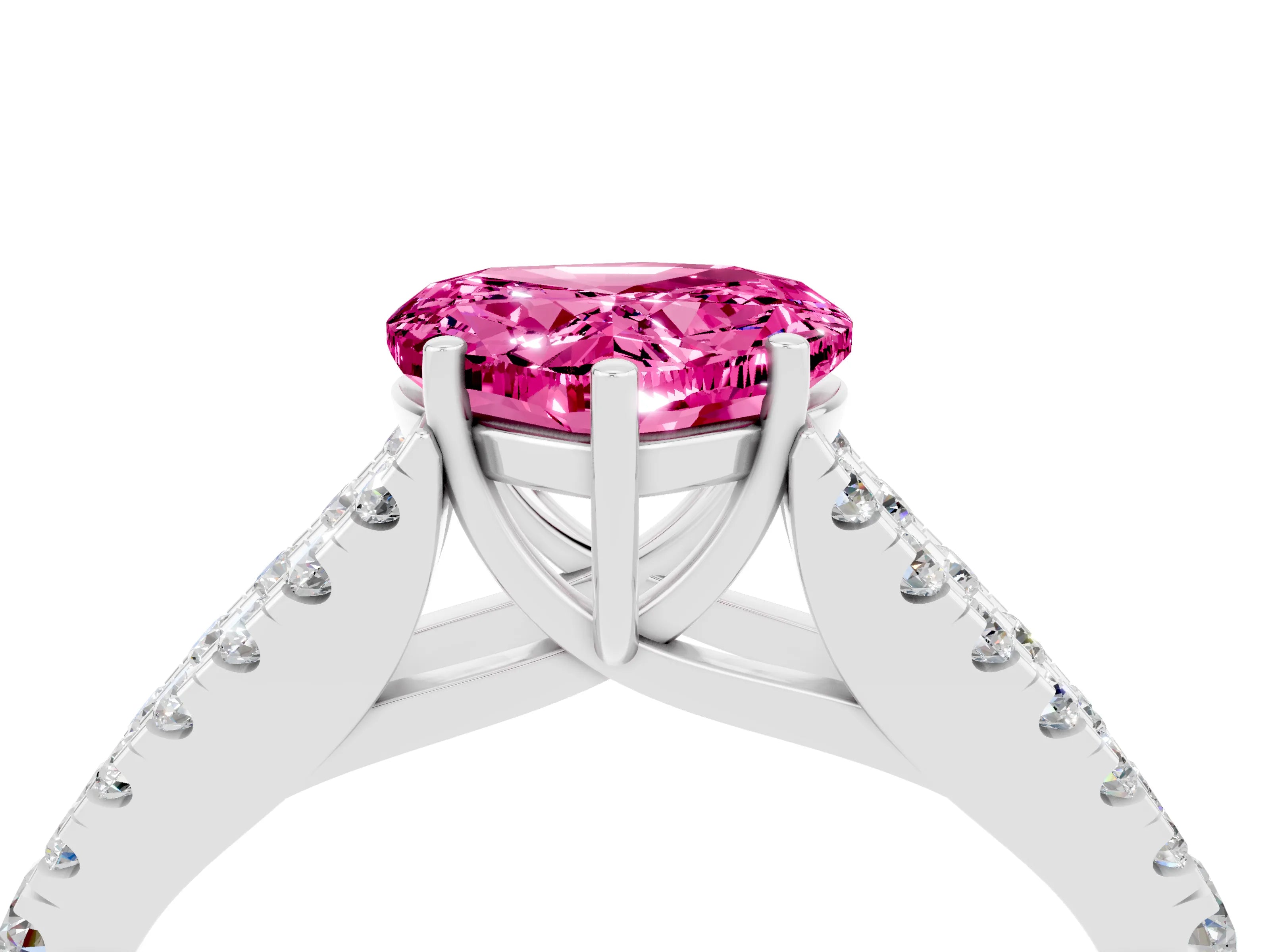 White gold Heart Cut Cut Split Shank Pave Diamond Engagement Ring with Four-Prong Setting_4
