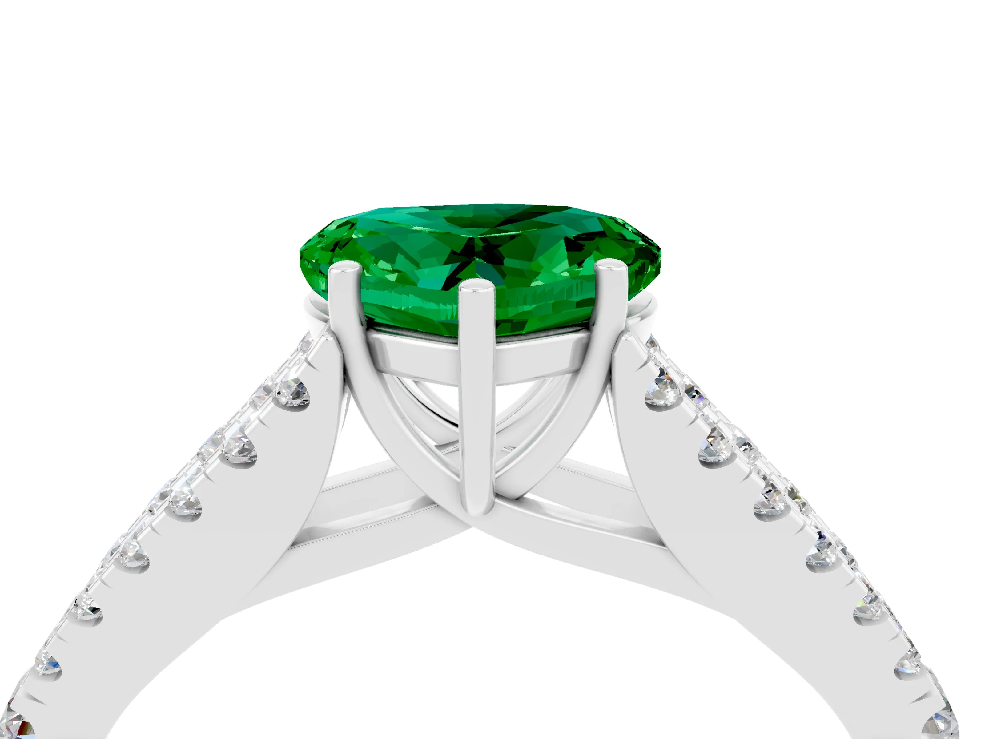 White gold Heart Cut Cut Split Shank Pave Diamond Engagement Ring with Four-Prong Setting_4