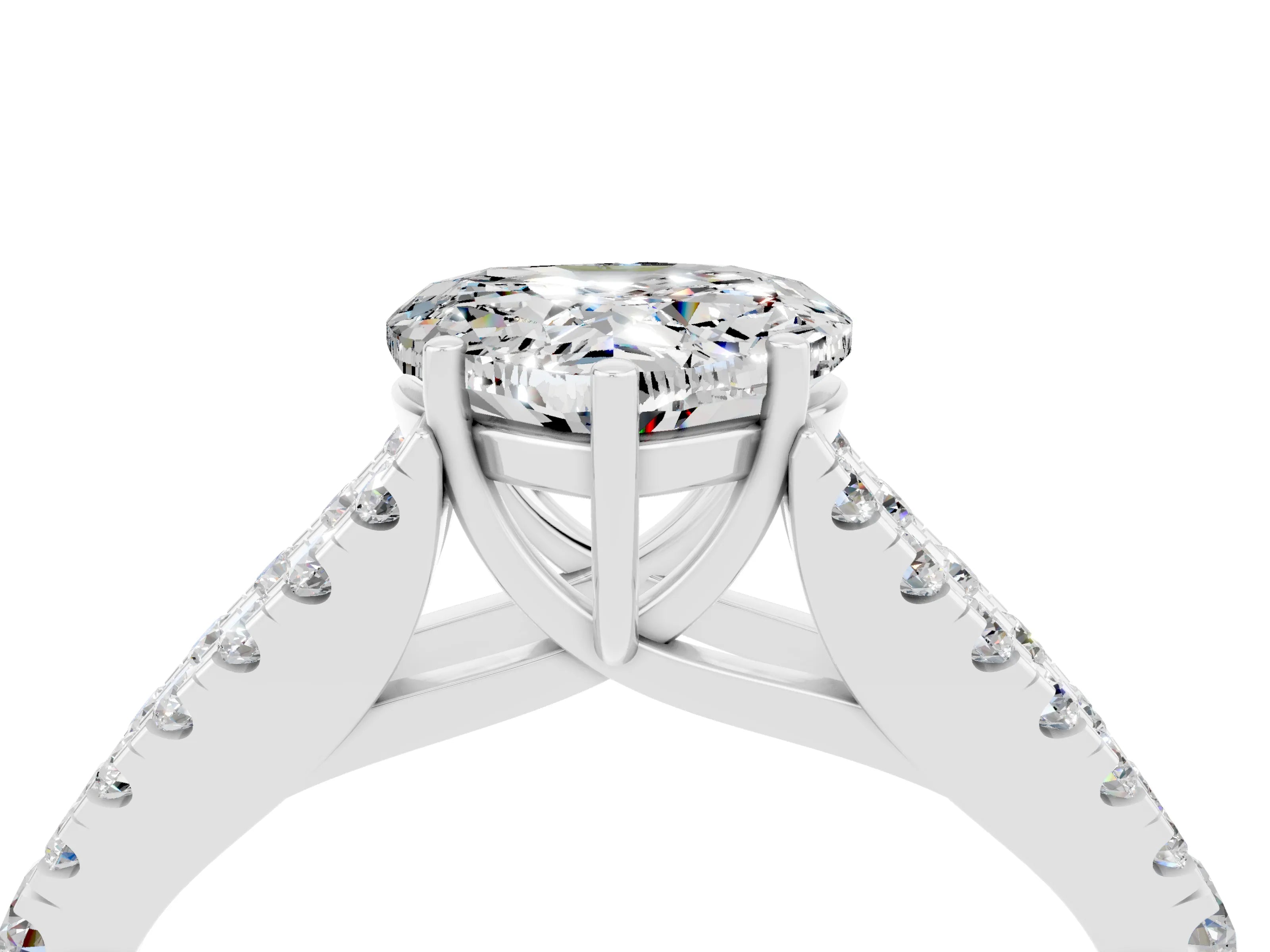 White gold Heart Cut Cut Split Shank Pave Diamond Engagement Ring with Four-Prong Setting_4