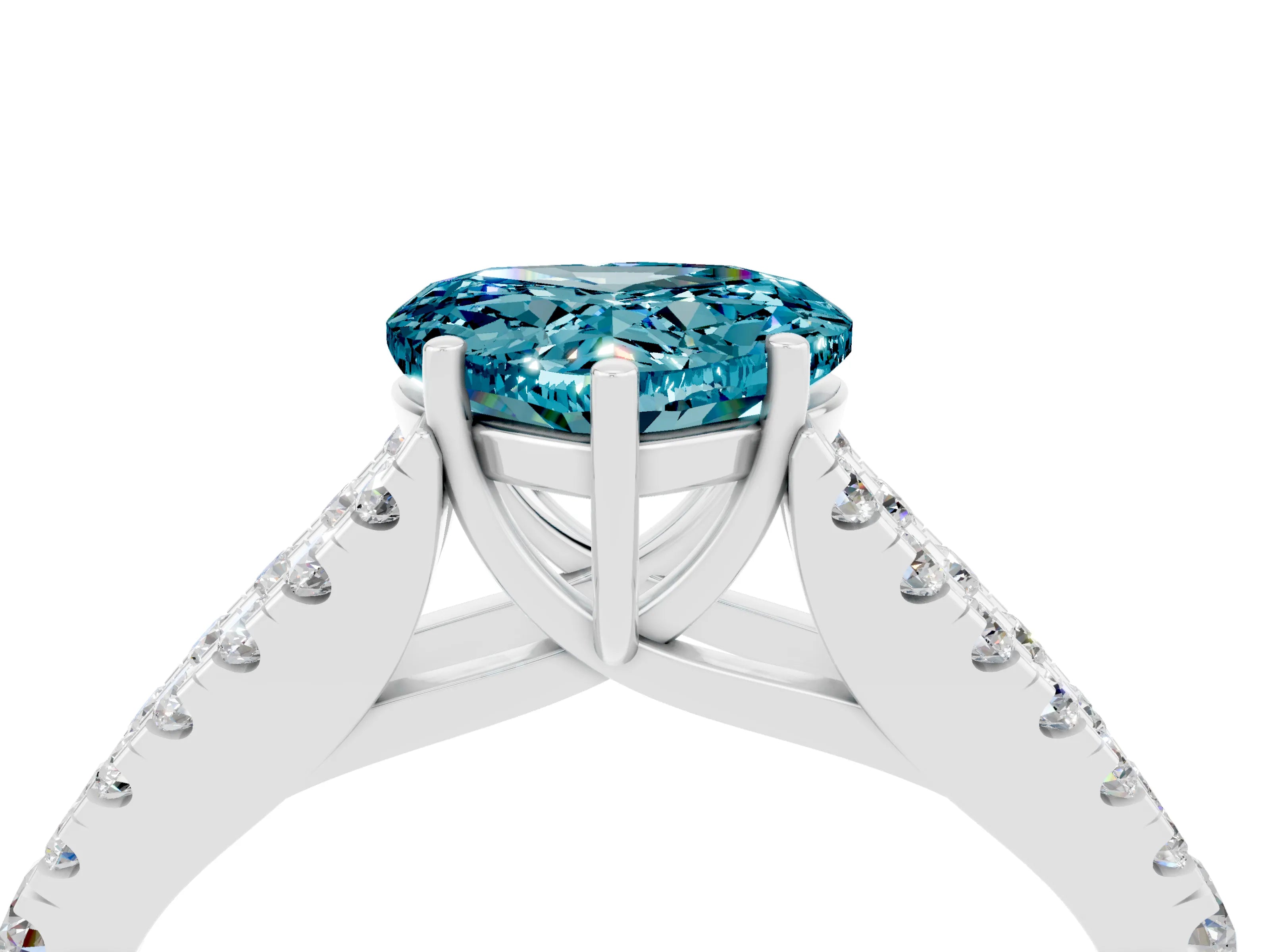 White gold Heart Cut Cut Split Shank Pave Diamond Engagement Ring with Four-Prong Setting_4