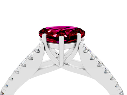 White gold Heart Cut Cut Split Shank Pave Diamond Engagement Ring with Four-Prong Setting_4