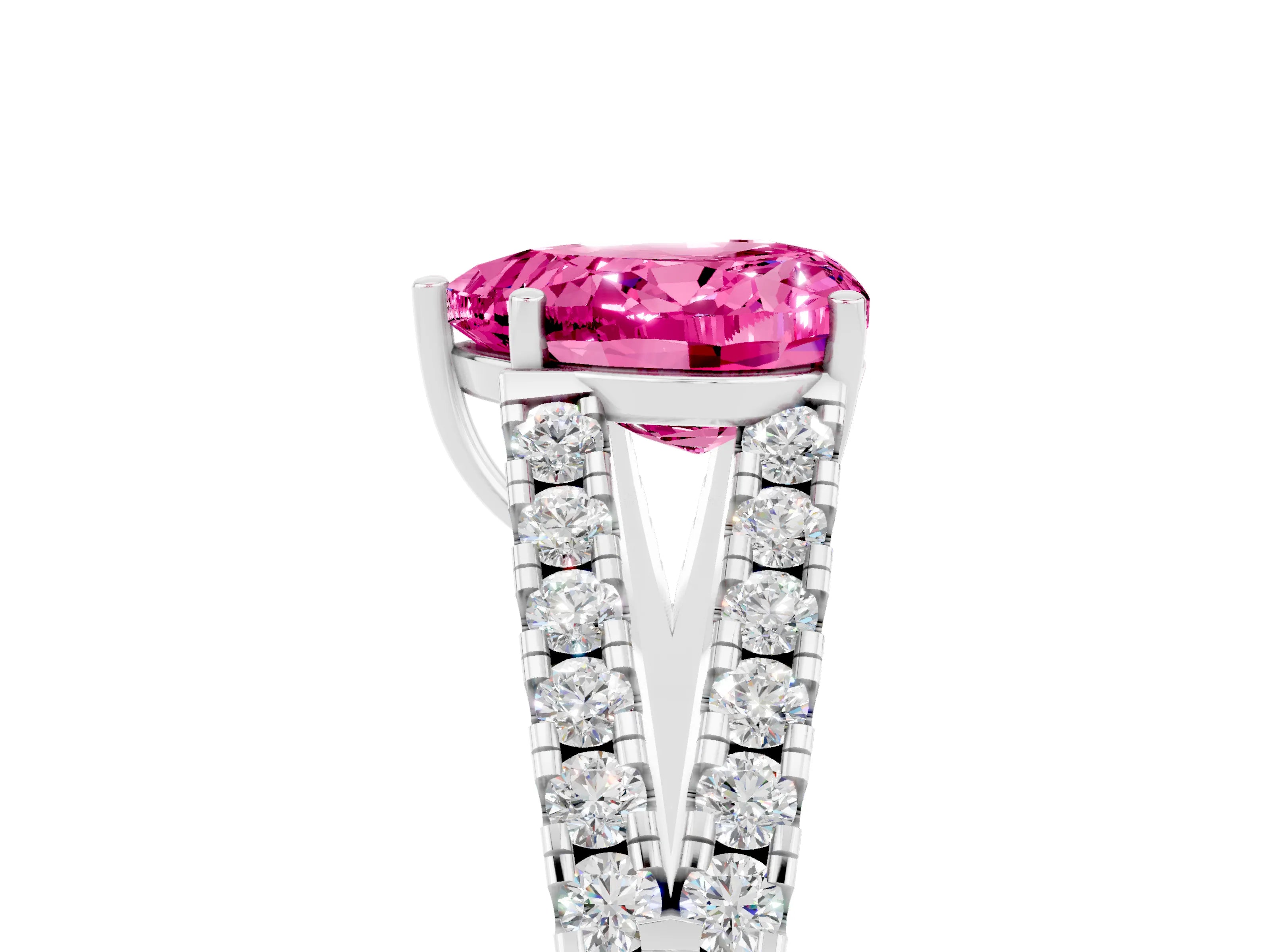 White gold Heart Cut Cut Split Shank Pave Diamond Engagement Ring with Four-Prong Setting_5